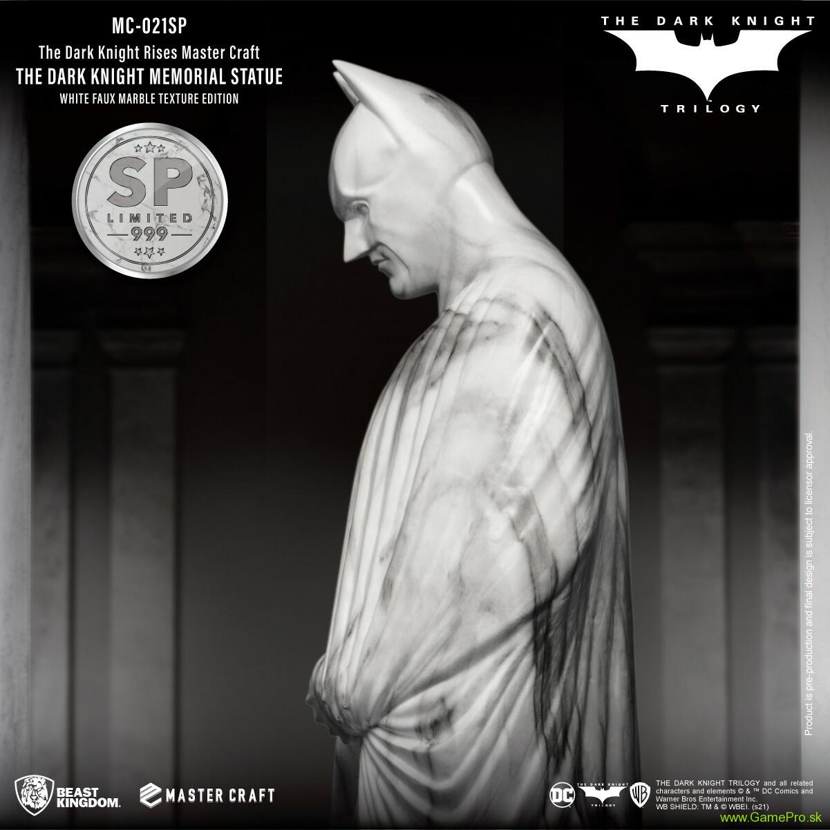 Dark Knight Rises socha Master Craft Dark Knight Memorial White Marble Edition 46 cm