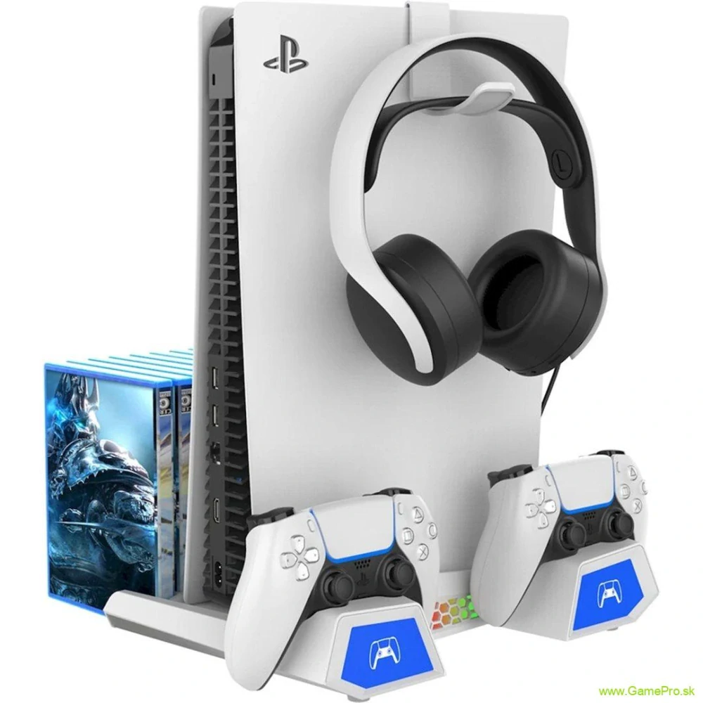 Multifunkčný Nabíjací Stojan s Chladením pre PS5 a PS5 Slim