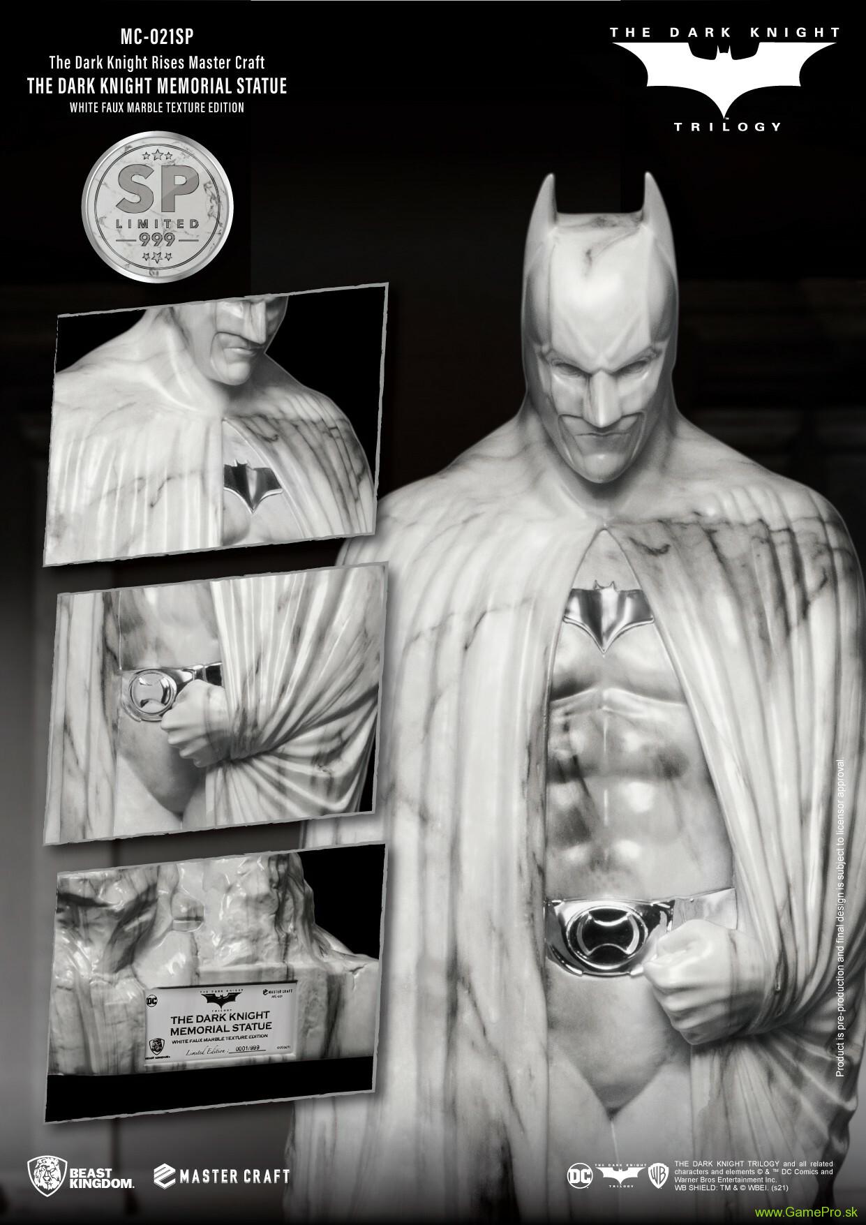 Dark Knight Rises socha Master Craft Dark Knight Memorial White Marble Edition 46 cm