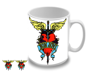 Bon Jovi Logo White (hrnček)